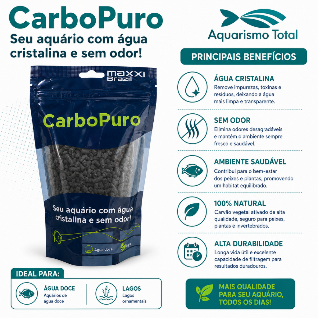 Carvão Ativado Para Filtragem Aquários Lagos Sump Carbopuro para 500l 500gr.
