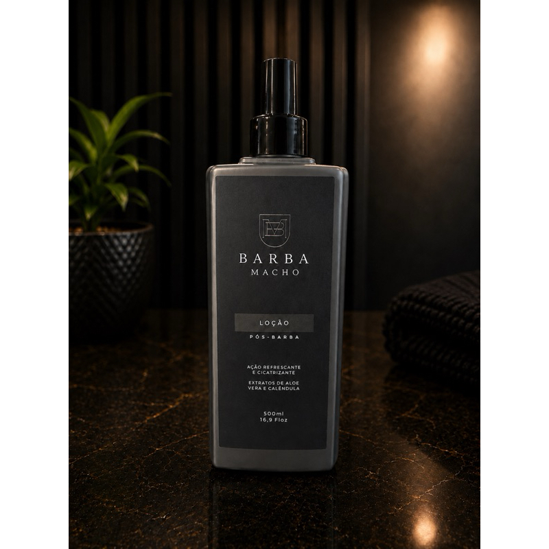 Água Loção Pós Barba Ação Refrescante e Cicatrizante Anti-inflamatória 500ml Barba Macho