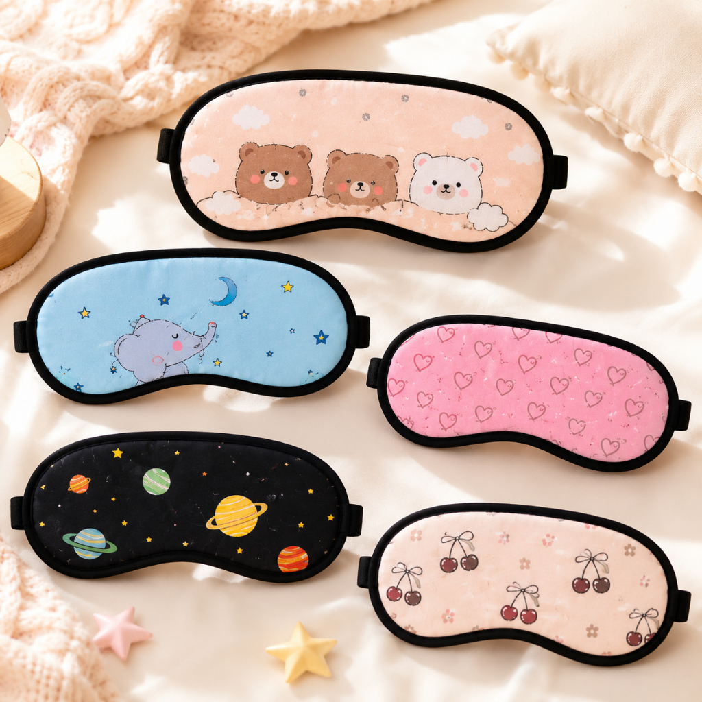 Kit 3/6/12 Máscara de Dormir Infantil e Adulto Anti Luz Confortável Estampas Fofas