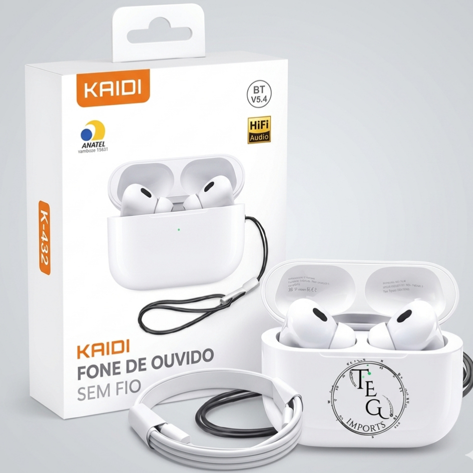 Fone de Ouvido KAIDI Original Bluetooth C/ REDUÇÃO de RÚIDO TWS 5.4 HIFI IPX4   KNC5603 IOS  Android