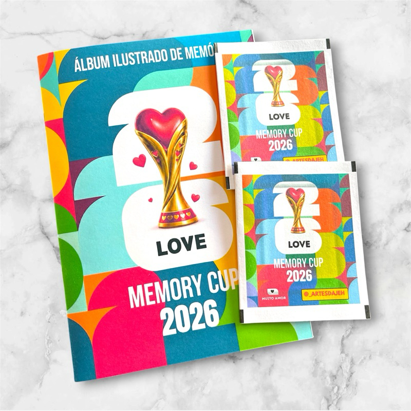 Álbum de Figurinhas Namorados, Casal, Tema Copa do Mundo - Love Memory Cup 2026 Personalizado