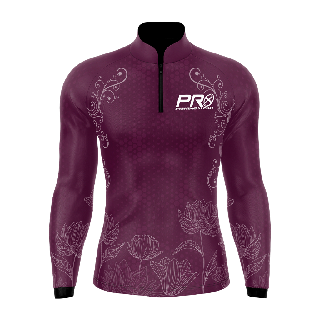 CAMISA CAMISETA PROX FISHING FEMININA ROXA COM PROTEÇÃO SOLAR UV50+