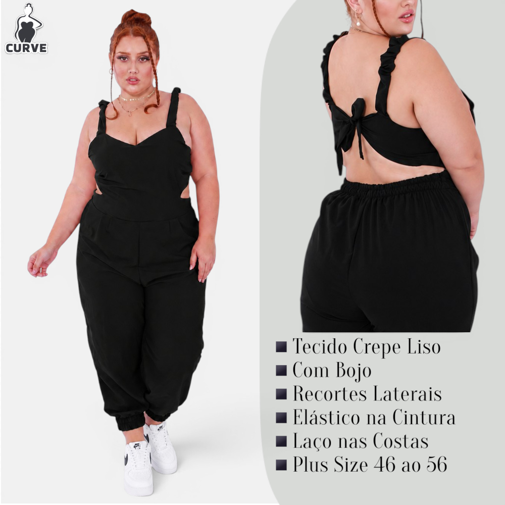 Macacão Plus Size Feminino Longo Macacão Soltinho Feminino Macacão Comprido Feminino Calça Jogger