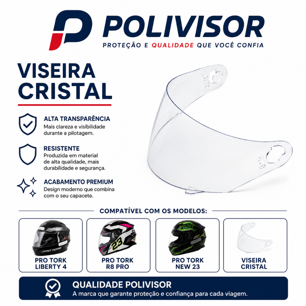 Viseira Cristal Capacete New Libert 4 New 5 Taurus Joy 23 Rs R8 Polivisor — imagem 2 de 2