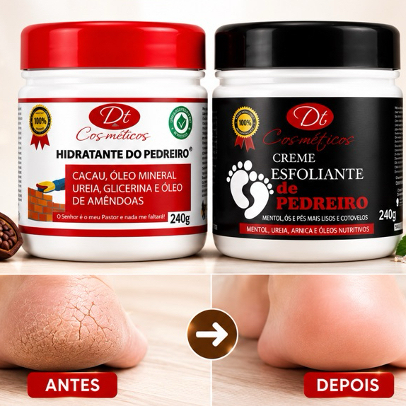 Kit Creme Original Esfoliante + Hidratante Para Pés Rachados com Ureia e Glicerina 240g