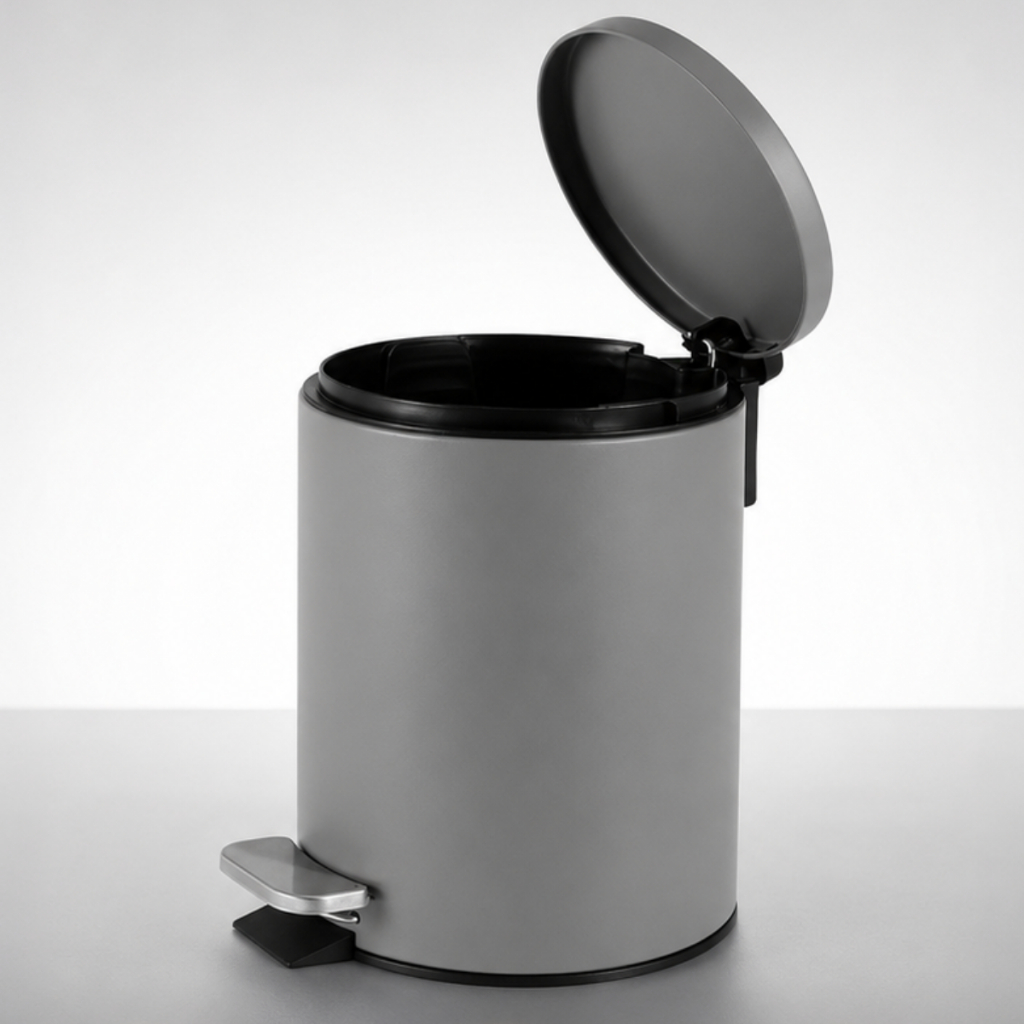 Lixeira Inox 3 Litros Pedal Matte Fosco Balde Removivel Banheiro Escritorio Powermaid Nao Marca Dedo