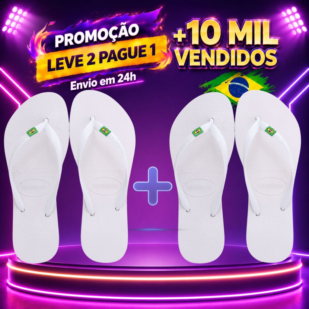 KIT De Chinelos Femininos Original Bandeirinha Do Brasil Sandalia de Dedo