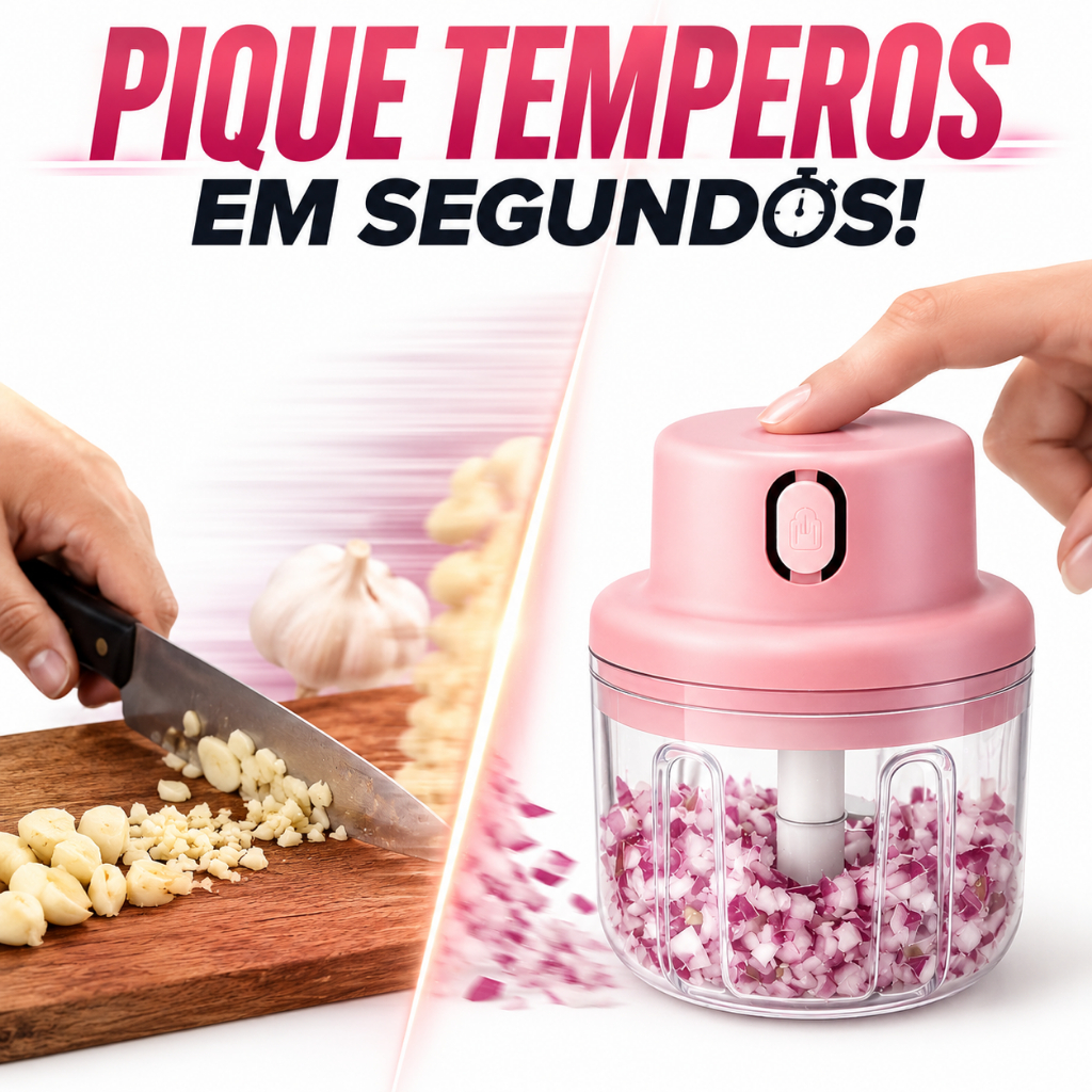 Mini Triturador Elétrico USB 250ml Alho Temperos Processador Portátil 3 Lâminas