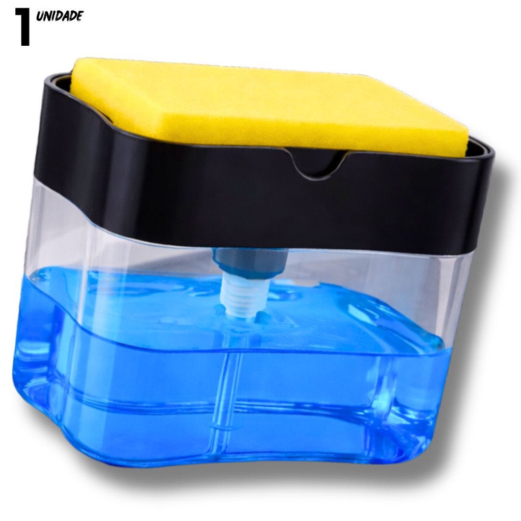 Dispenser de Detergente e Sabão Líquido com Esponja Porta Sabão Líquido Recipiente de Detergente