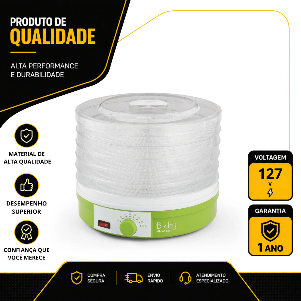 DESIDRATADOR ARIETE DE ALIMENTOS B-DRY 245W VERDE 127V 00C061609ARBR