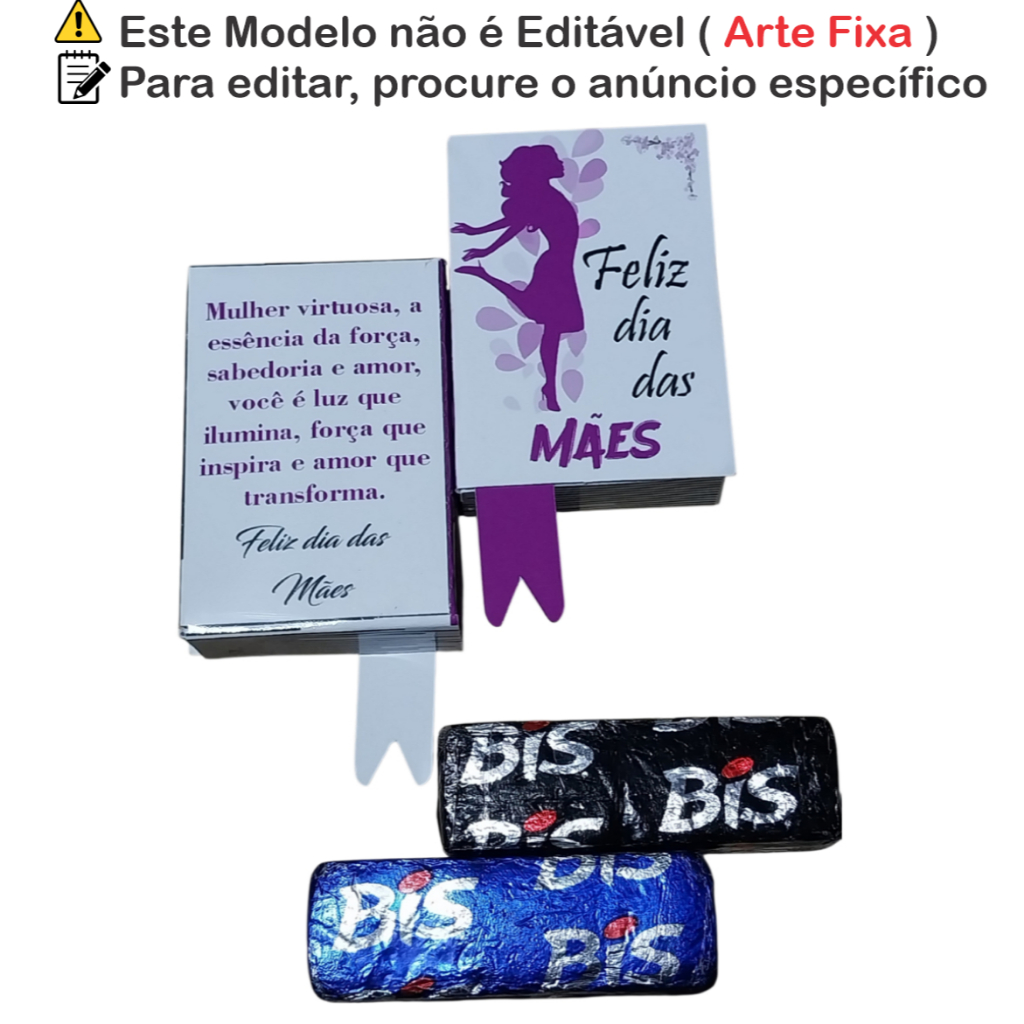 Lembrancinha Tema Dia das Mães Mini Livro Porta Bis | Dia das mães Silhueta lilás cod. dmasL