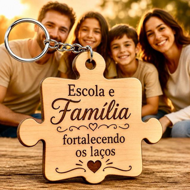 Kit Chaveiro QUEBRA CABEÇA FAMÍLIA ESCOLA X LAÇO, MDF, decoração, escola, artesanato, professor