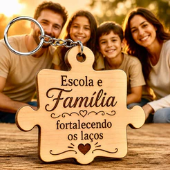 Kit Chaveiro QUEBRA CABEÇA FAMÍLIA ESCOLA X LAÇO, MDF, decoração, escola, artesanato, professor