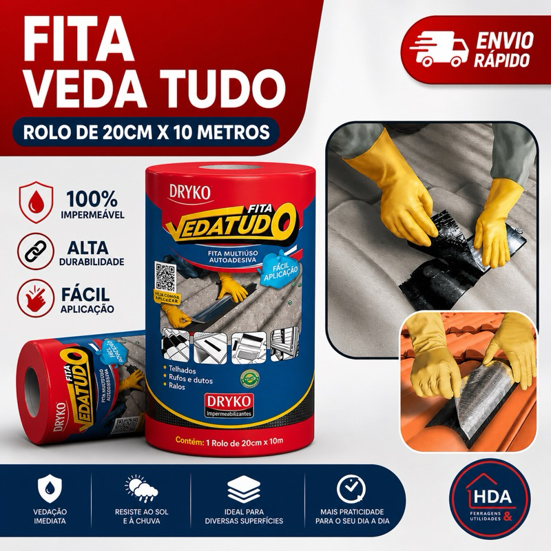 Rolo Manta Fita Asfaltica Fita Veda tudo Auto adesiva Impermeabilizadora Aluminio 20cm x 10m ou 5m