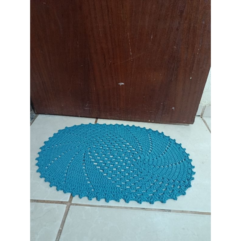 Tapete em crochê, tapete espiral, tapete artesanal, tapete oval,  60x40