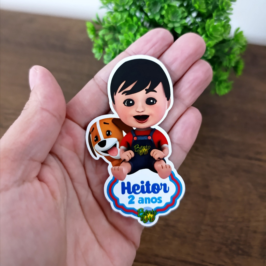 30 APLIQUES PERSONALIZADOS APROXIMADAMENTE 8CM BENTO E TOTO COM NOME IDADE LEMBRANCINHA MIMO FESTA INFANTIL
