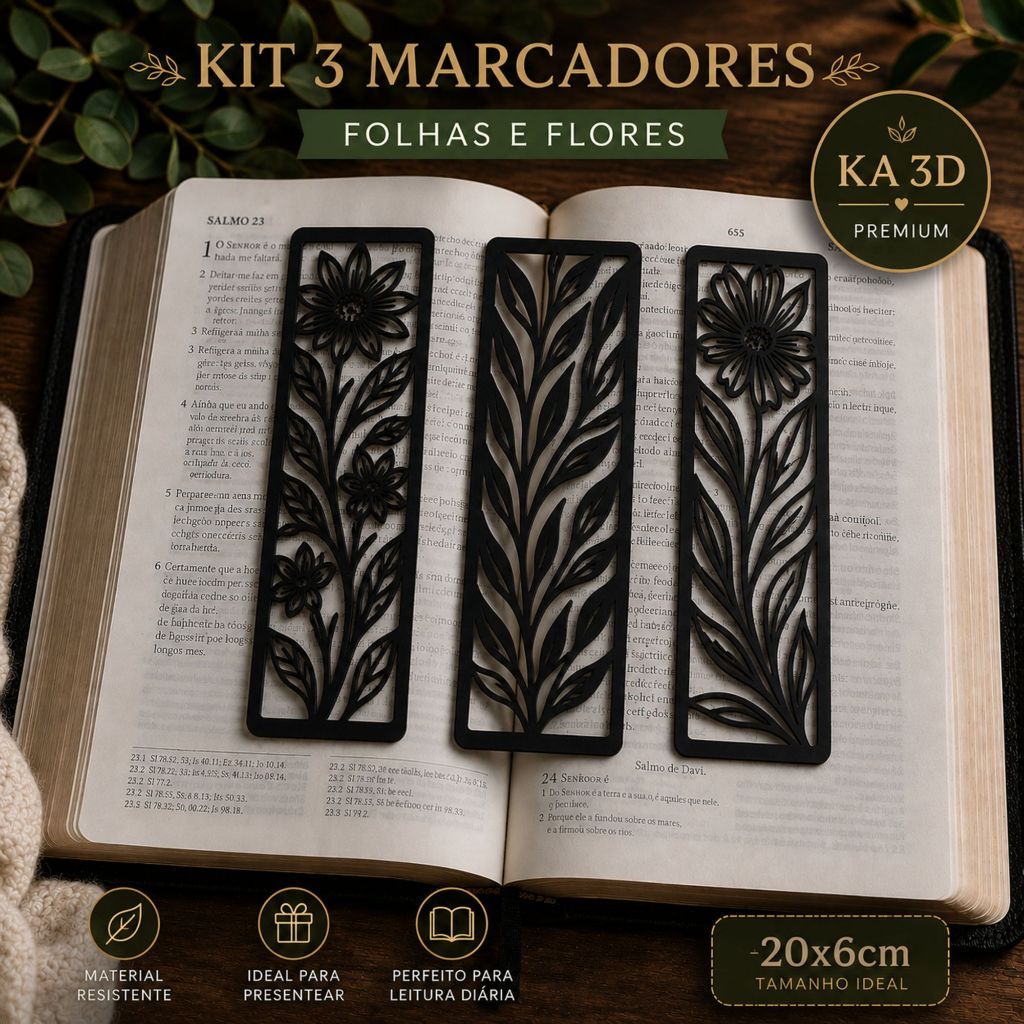 Kit Com 03 Conjuntos Marcadores De Páginas Para Bíblia - Livros e Revistas - Seleção Folhas E Flores