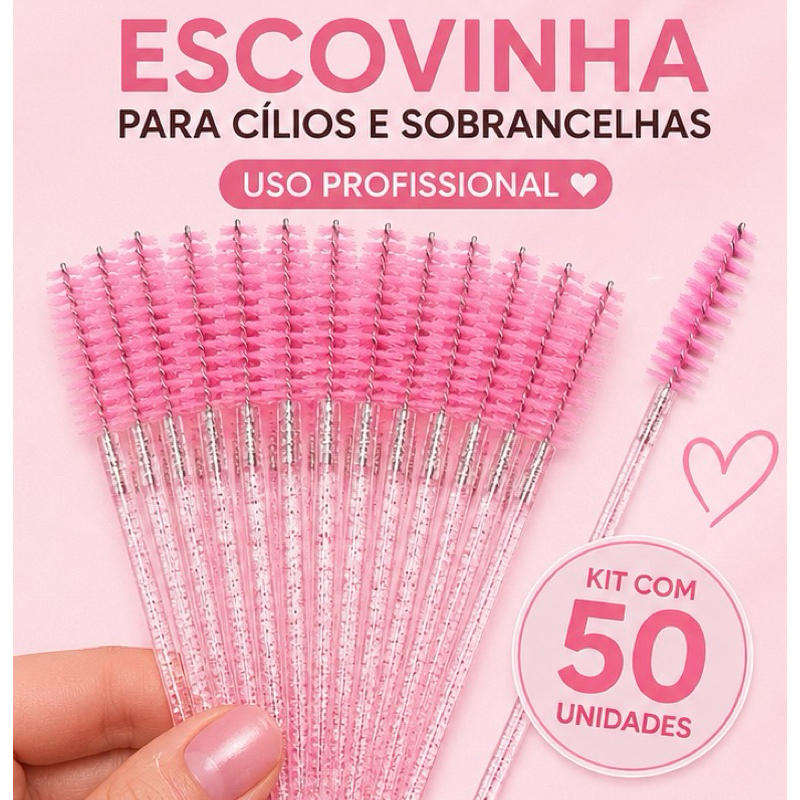 Kit Escova de Cílios e Sobrancelhas – Uso Profissional para Alongamento com 10,20,30,40,50 unidades  | Use Naton