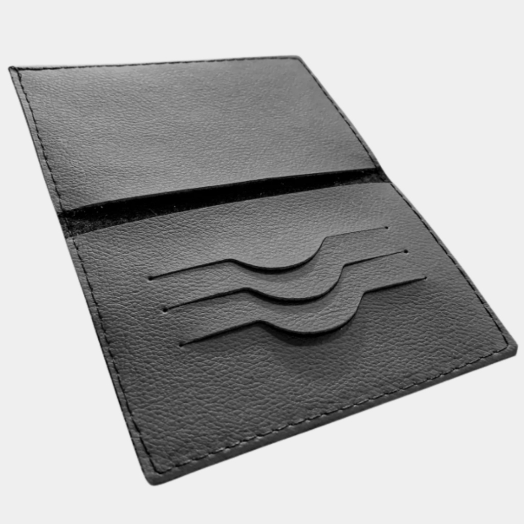 Carteira Masculina Slim Preta Porta Documento Cartões Couro Sintético