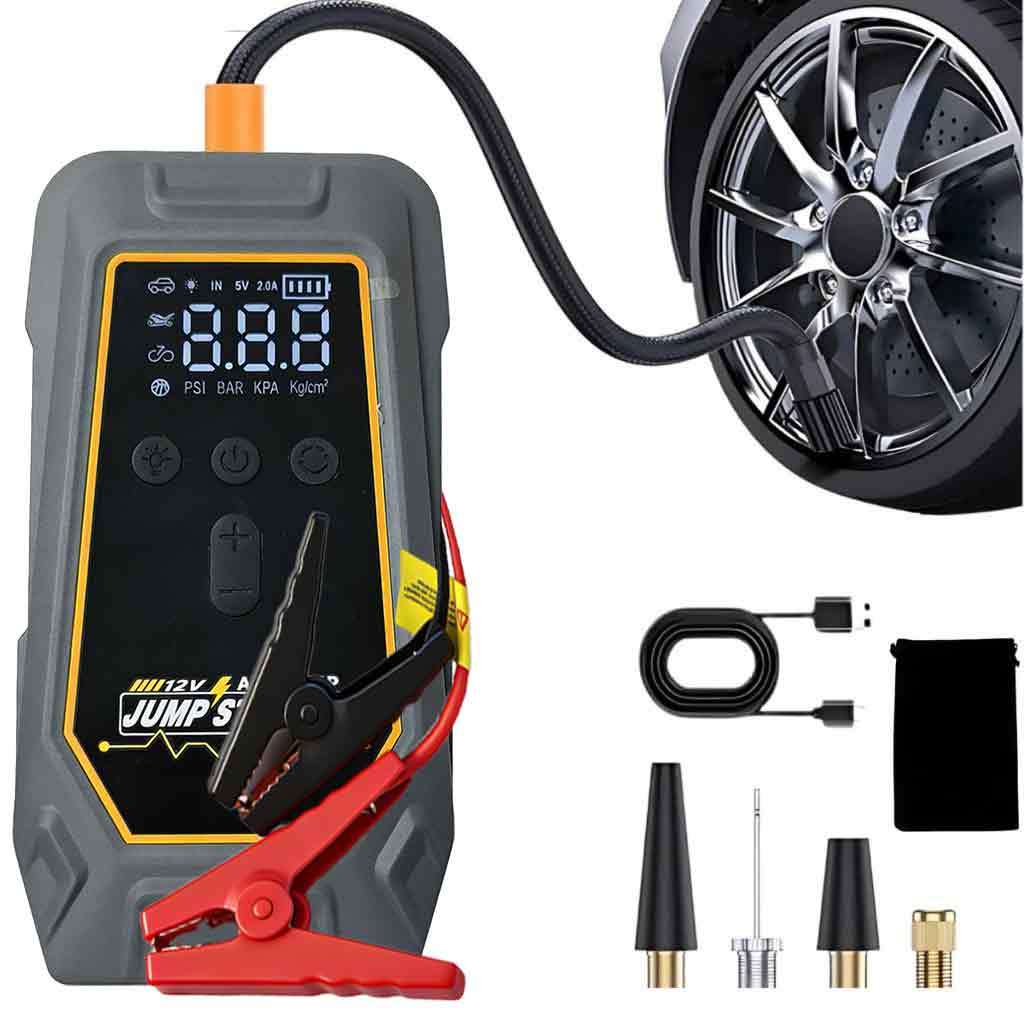 Bomba de Ar Portatil Compressor Inflator Multi-função 4 em 1 PowerBank 10.000mAh Bateria Calibrador de Carro Auto Pneu