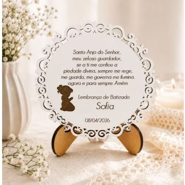 Kit 20 Lembrancinhas De Batizado Mandala MDF Personalizada Menino Menina - Batismo Eucaristia Crisma