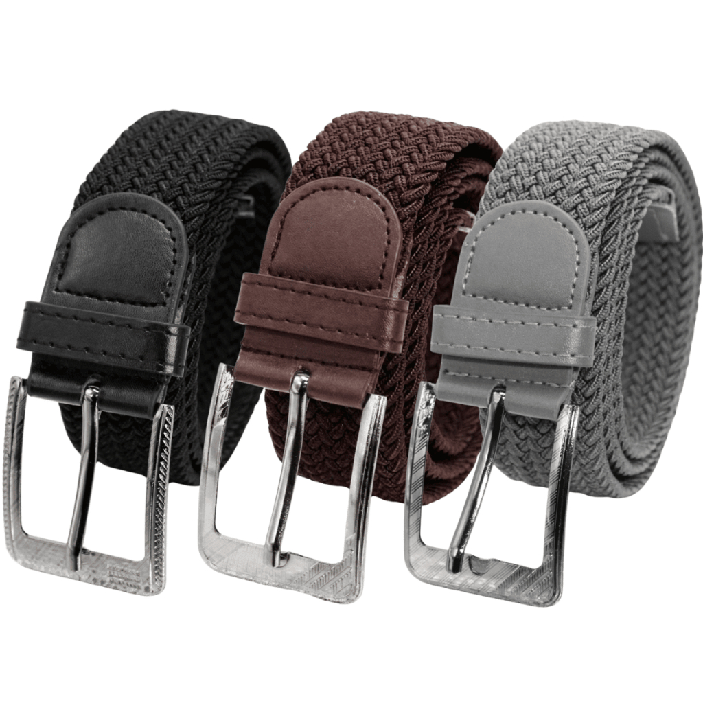 Kit 3 Cinto Masculino Elástico Tecido Trançado Modelo Tressê Com Ponteira Y44000K3