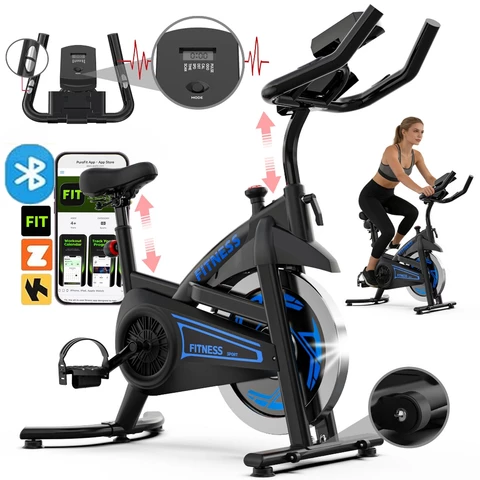 Bicicleta Ergométrica Spinning Profissional Inércia 13kg +Bluetooth App 2m Capacidade De Peso 150 Kg
