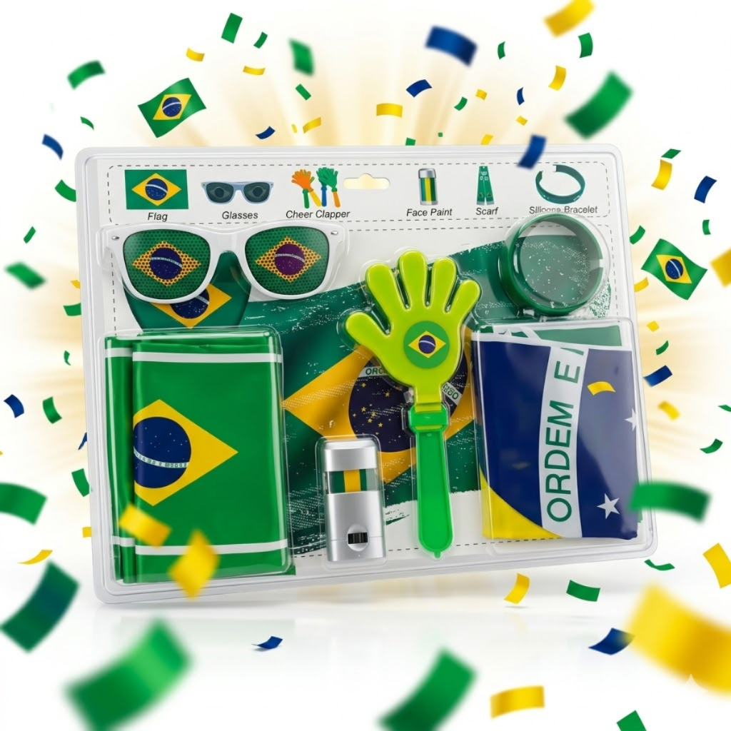 Kit 6 Itens Torcedor Brasil Copa Do Mundo 2026 Completo