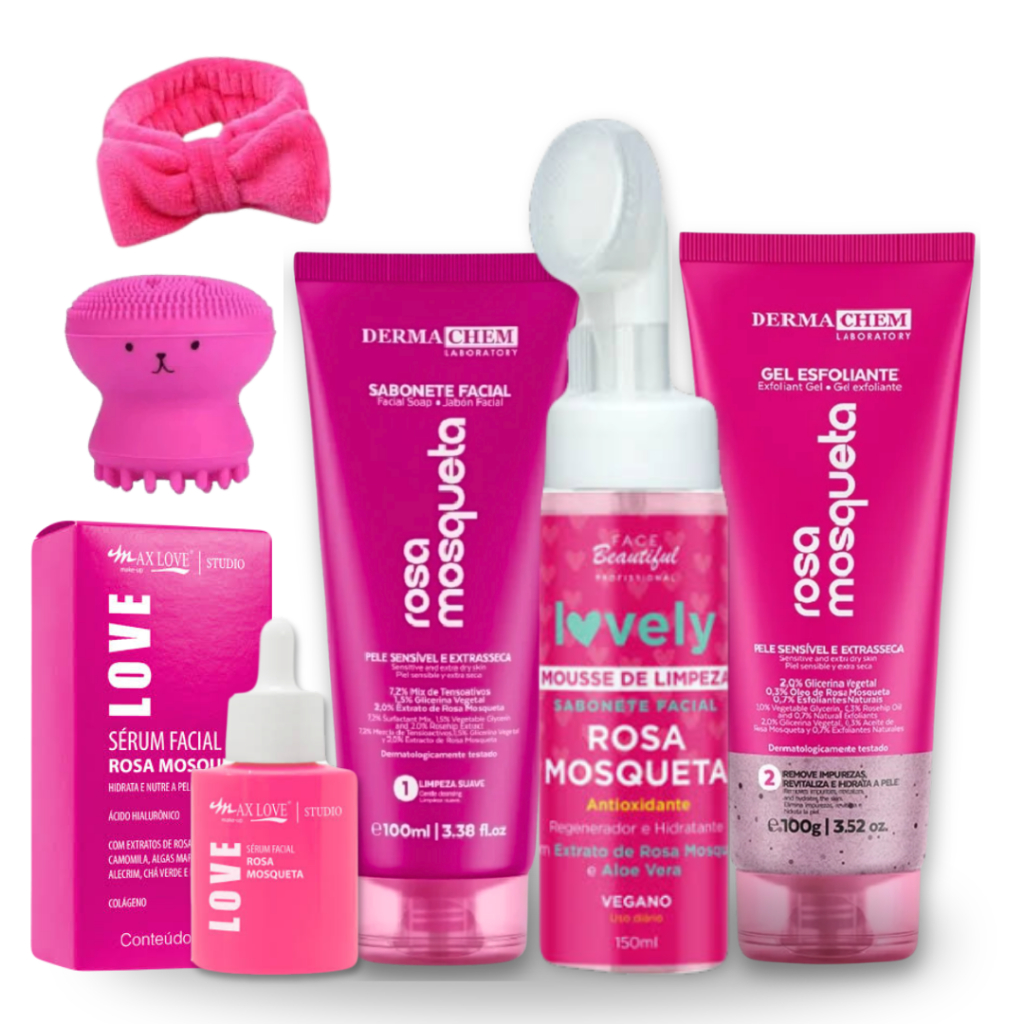 Kit Rosa Mosqueta Skin Care Limpeza de Pele Completa