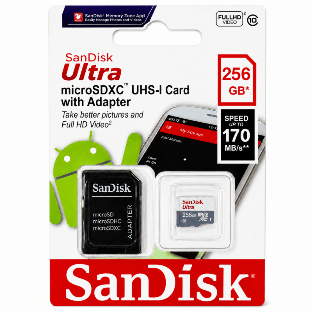 Cartão Memória Micro Sd Ultra 32GB 64GB 128GB 256GB Sandisk 170mb/s Classe 10 Adaptador SD