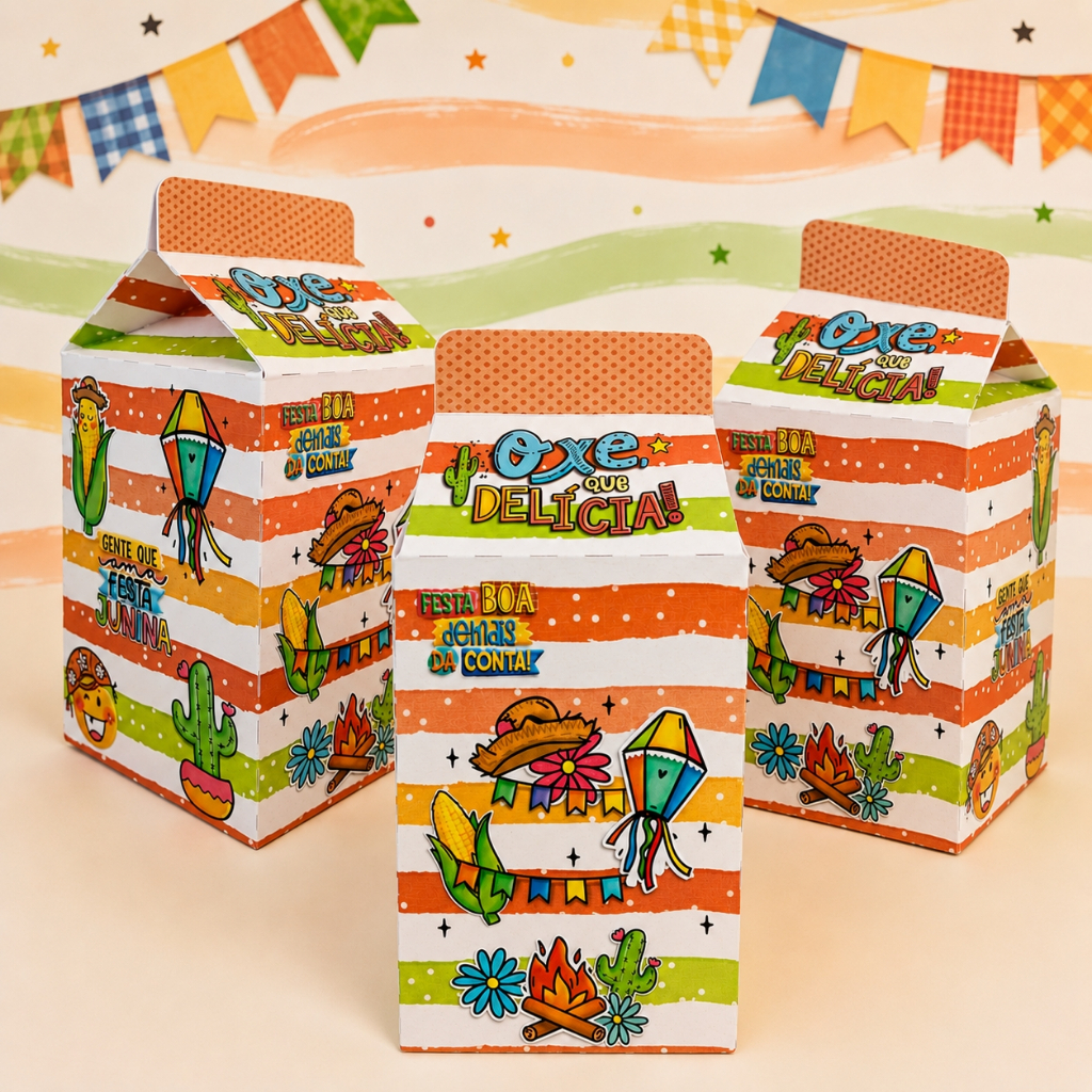 Kit 10 Caixinha Milk para Festa Infantil Lembrancinha Festa Junina