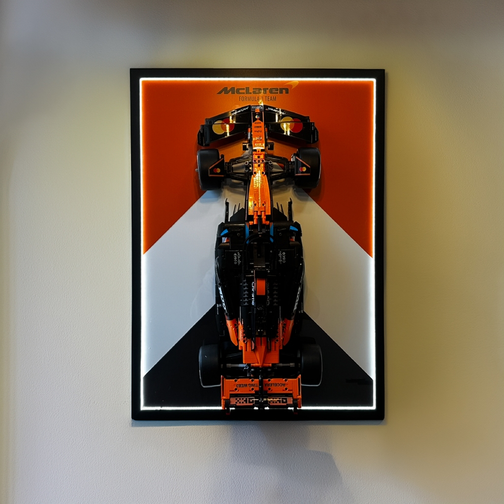 Quadro Expositor Para Lego Technic McLaren MCL39 42228 50x70 Vertical Premium Caixa Alta