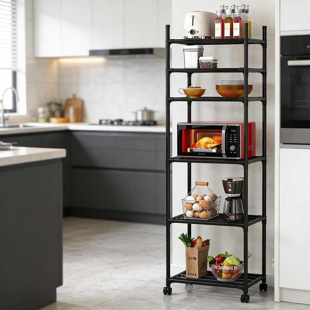 6 Camadas Estante Multiuso Em Metal Prateleira Armazenamento Móvel Organizadora De Banheiro Cozinha