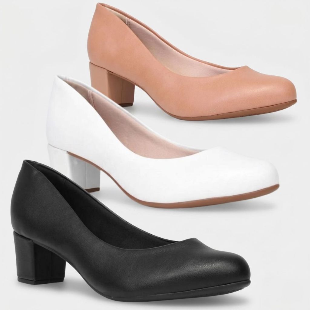 Sapato Scarpin Feminino Beira Rio Boneca Salto Bloco Baixo Escritorio Conforto O
