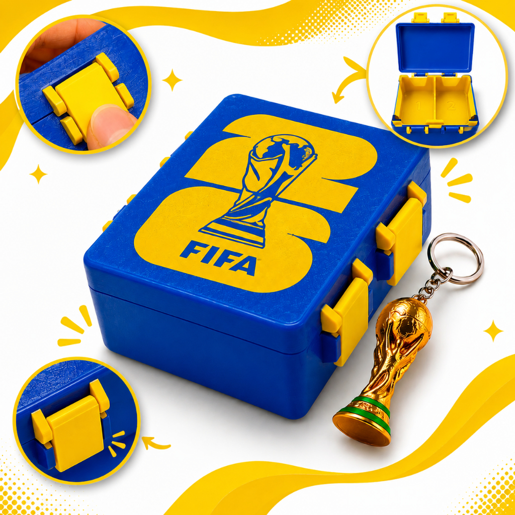 Porta Cards FIFA 2026 Premium Impresso em 3D | Caixa Organizadora para Figurinhas Copa do Mundo + chaveiro de brinde