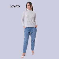 Lovito Blusa Manga Longa Gola Alta Listrada SRB540BRL570