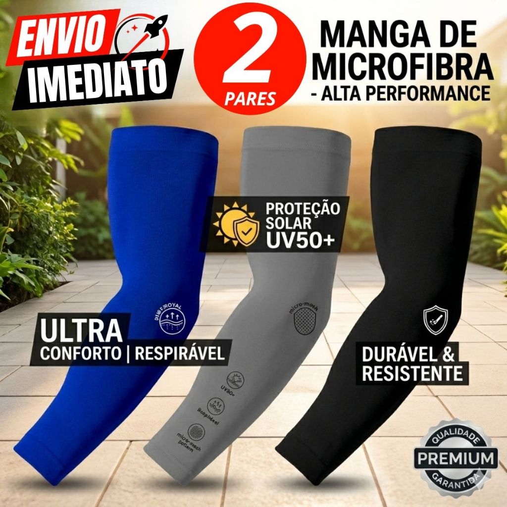 Kit 2 Pares Manguito Proteção Solar UV50+ Motoboy moto Manga Braço Ciclismo Corrida segunda Mangote