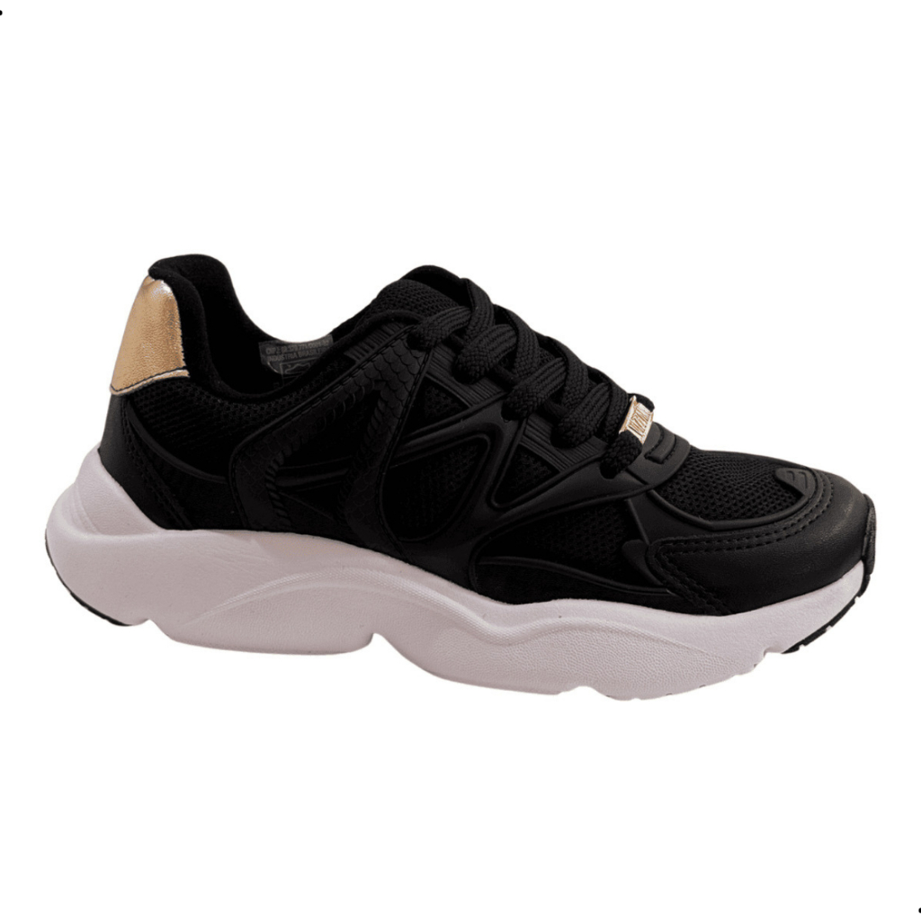 Tênis Feminino Chunky Sneaker Plataforma Preto Casual Conforto Macio Fashion Academia Leve Dia a Dia