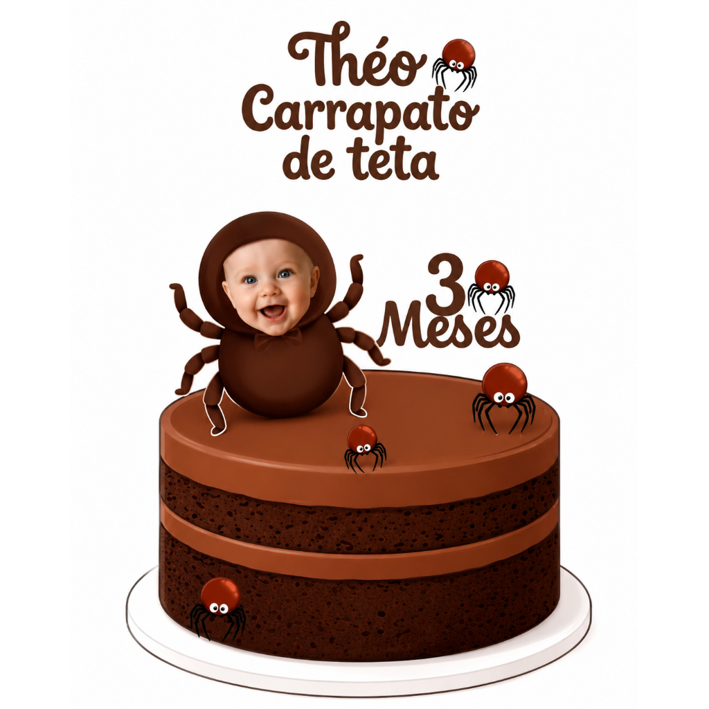 Topo de bolo mêsversário carrapato - topper personalizado