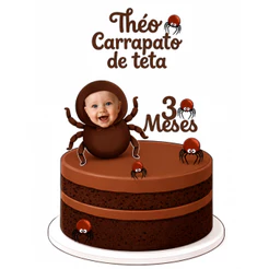 Topo de bolo mêsversário carrapato - topper personalizado