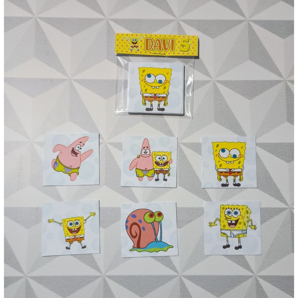 Jogo da Memória Personalizado 6 pares Lembrancinha Festa Aniversário Infantil Personalizados Bob Esponja