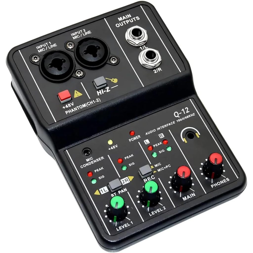 Teyun Placa de Som Profissional Q-12 Kit Completo para Podcast e Live