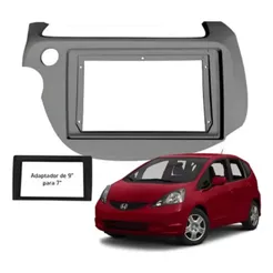 Moldura 2 Din Honda Fit 2009 a 2014 7 e 9 pol Grafite Fiamon