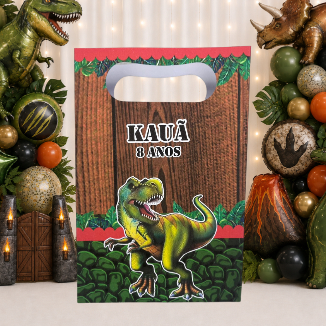 SACOLINHA PERSONALIZADA PARA LEMBRANCINHAS JURASSIC PARK DINOSSAUROS | SACOLA PERSONALIZADA | SACOLA SURPRESA