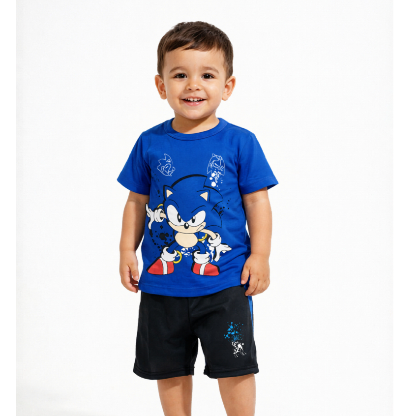 Roupa Infantil Masculina Conjunto de Verão Camisa e Bermuda Look Festivo Moda Casual Tecido Leve e Fresco