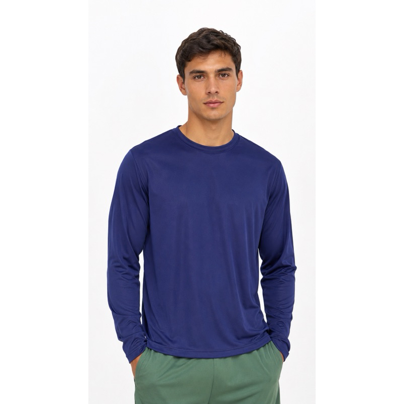 Camiseta manga longa masculinas tecido cachearrel leve refrescante praia sol piscina segunda pele