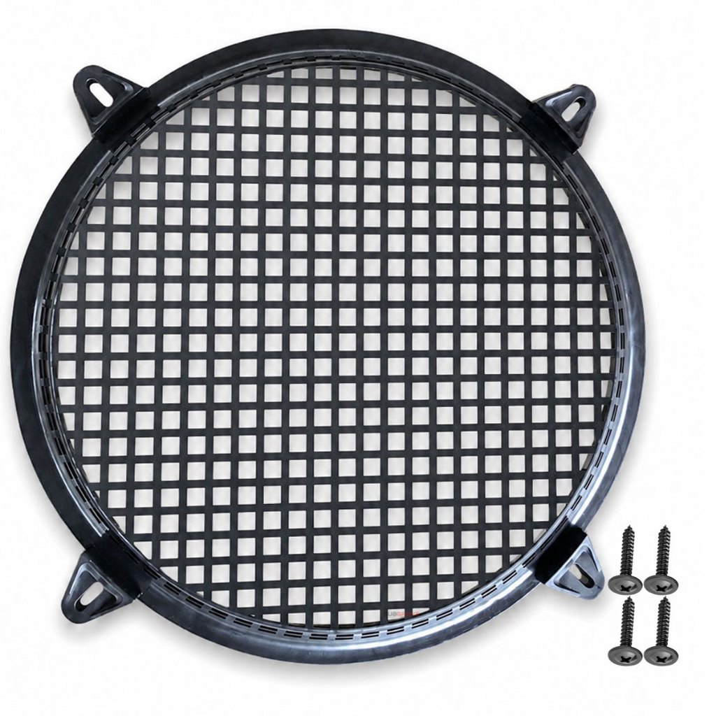Tela Proteção Plástica Alto Falante Subwoofer 12 Polegadas Com Garra e Parafusos