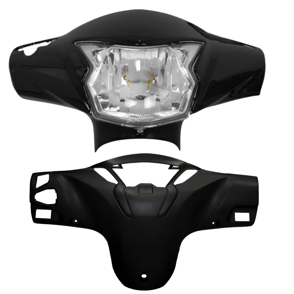 Farol Completo + Capa Moldura do Painel Honda Biz 125 EX 2018 2019 2020 2021 2022 2023 2024 Preto