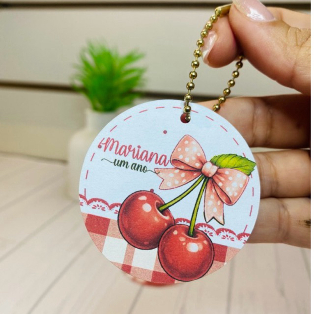 (ENVIO RÁPIDO) Tag Personalizada Cerejinha para Lembrancinhas e Presentes Infantis