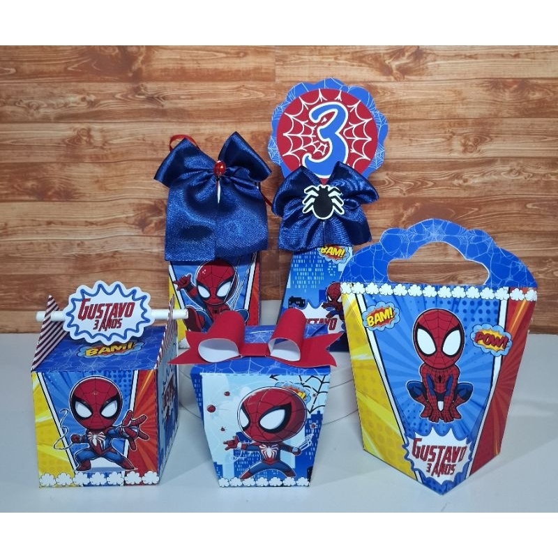 Kit Básico Papelaria Personalizada Lembrancinhas festa infantil aniversario homem aranha baby